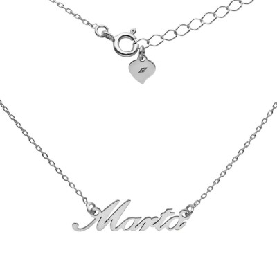 Naszyjnik srebrny Ag 925 rodowany imię Marta