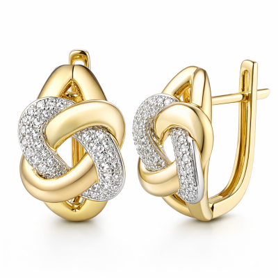 Kolczyki złote Au 585 z diamentami E95398Y 0.24CT.