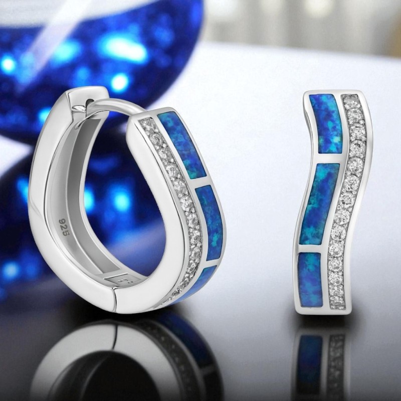 Kolczyki Ag 925 cyrkoniami i opalem IM0680925ER