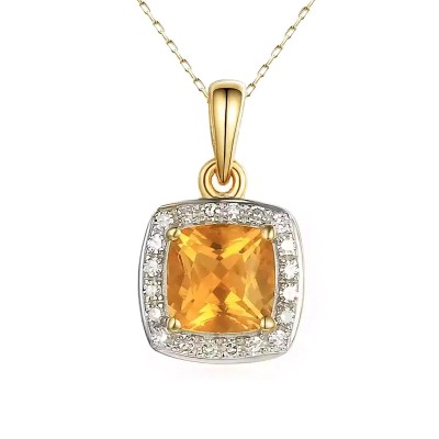 Zawieszka złota Au 585 Cytryn i diamenty