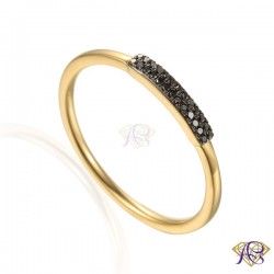 Złoty pierścionek z czarnymi diamentami R64509 Y