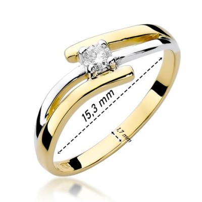 Pierścionek Au585 z brylantem 0.10 ct W-245 r.9