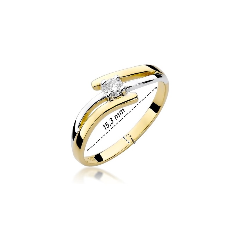 Pierścionek Au585 z brylantem 0.10 ct W-245 r.9