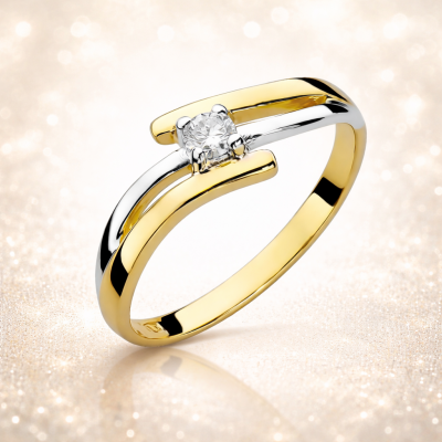 Pierścionek Au585 z brylantem 0.10 ct W-245 r.9