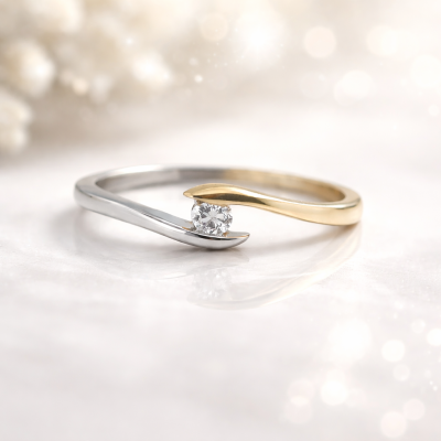 Pierścionek Au 585 z diamentem JR1912 r.8 