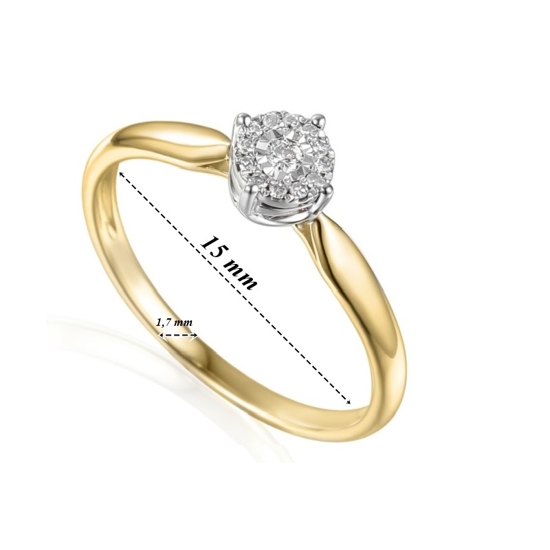 Pierścionek Au585 z diamentem R55157 YW r.8