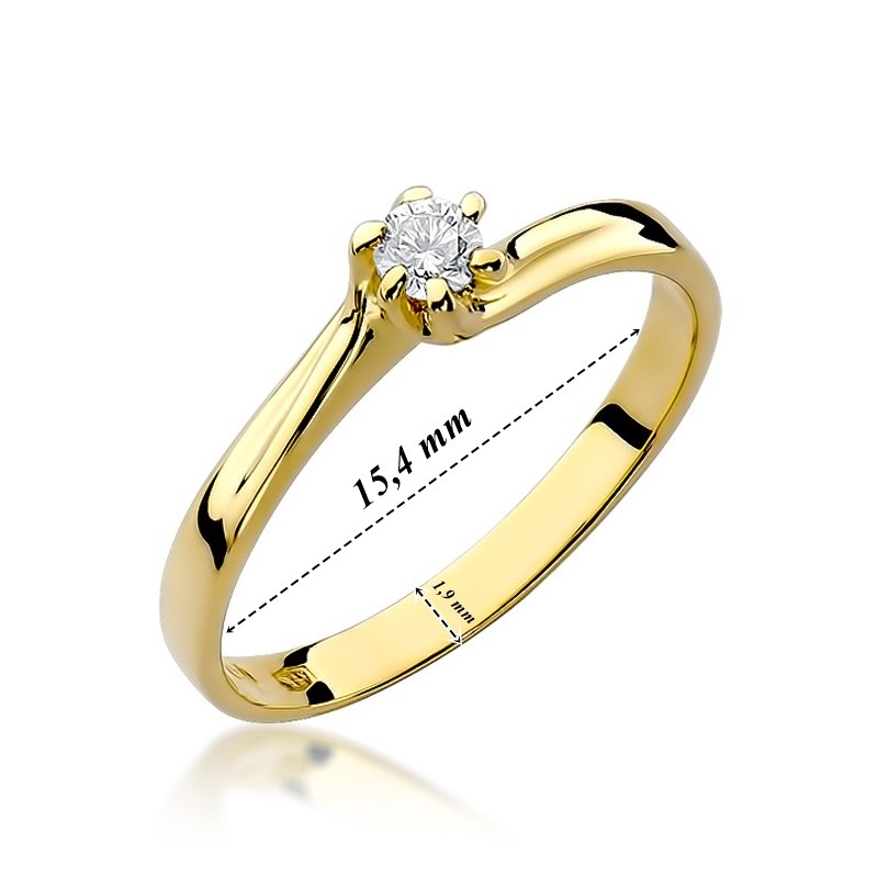 Pierścionek Au 585 z diamentem W-21 0.10ct r.9