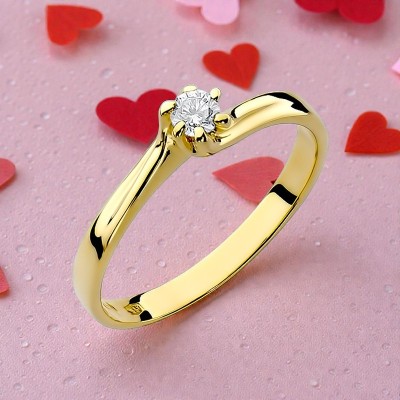 Pierścionek Au 585 z diamentem W-21 0.10ct r.9