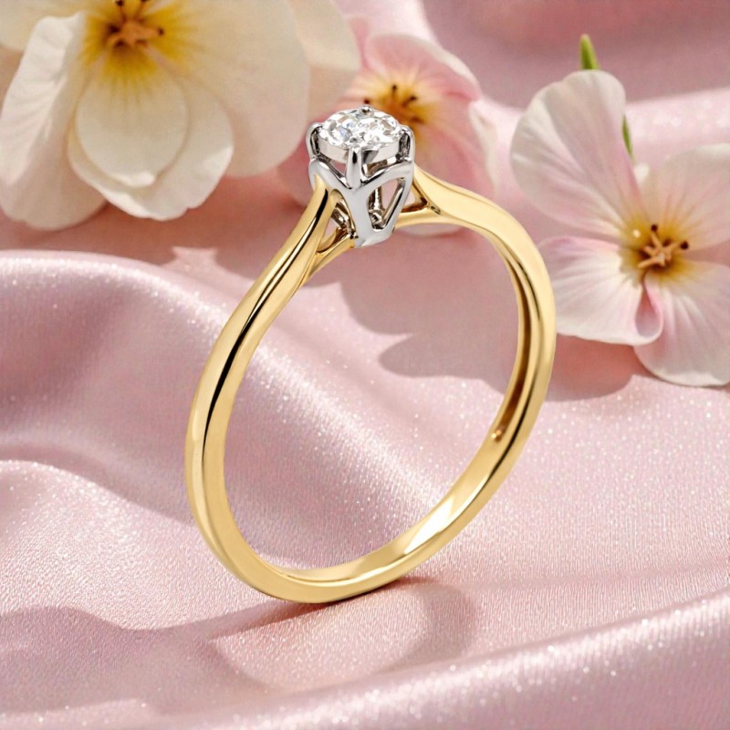 Pierścionek Au585 z diamentem R-4318 0.05ct r.9