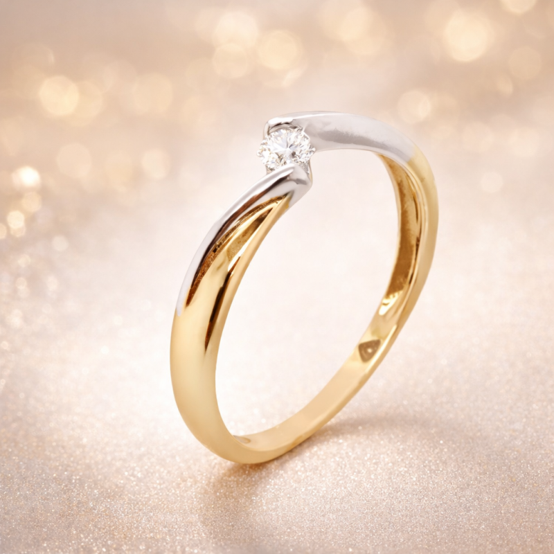 Pierścionek Au585 z diamentem 0.08ct KJR78YW r.9