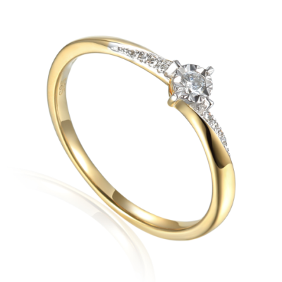 Pierścionek Au585 z diamentami R73502