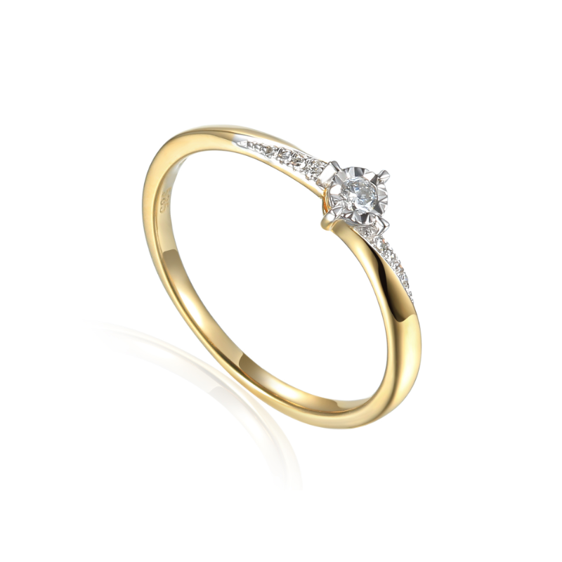 Pierścionek Au585 z diamentami R73502