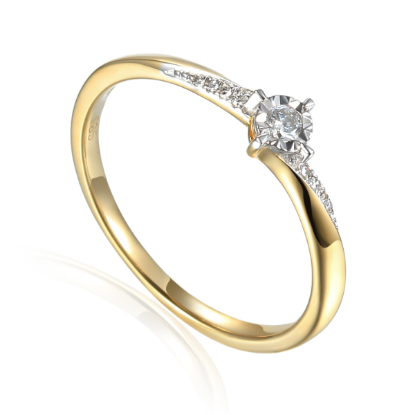 Pierścionek Au585 z diamentami R73502