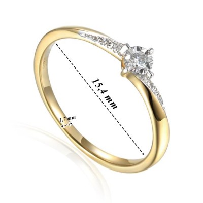 Pierścionek Au585 z diamentami R73502