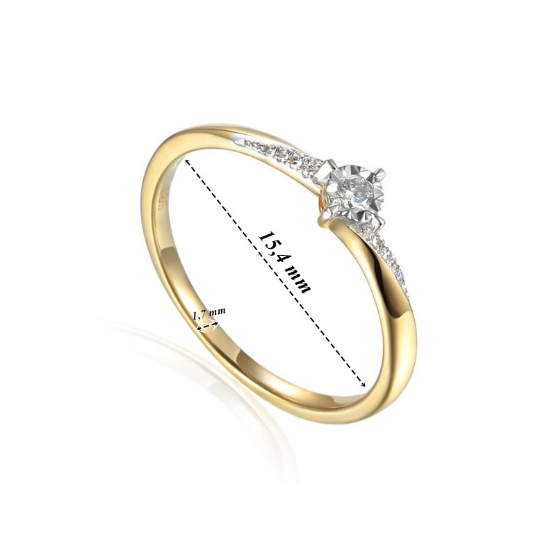 Pierścionek Au585 z diamentami R73502