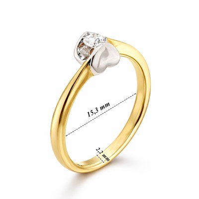 Pierścionek Au585 z diamentem KR3705 0,12ct r.9