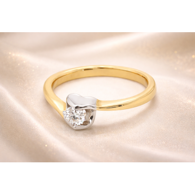 Pierścionek Au585 z diamentem KR3705 0,12ct r.9