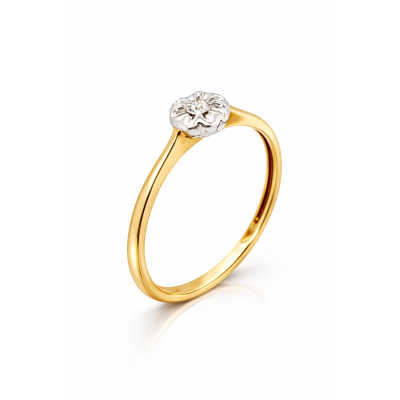 Pierścionek Au 585 z diamentem KJKR120 r.9
