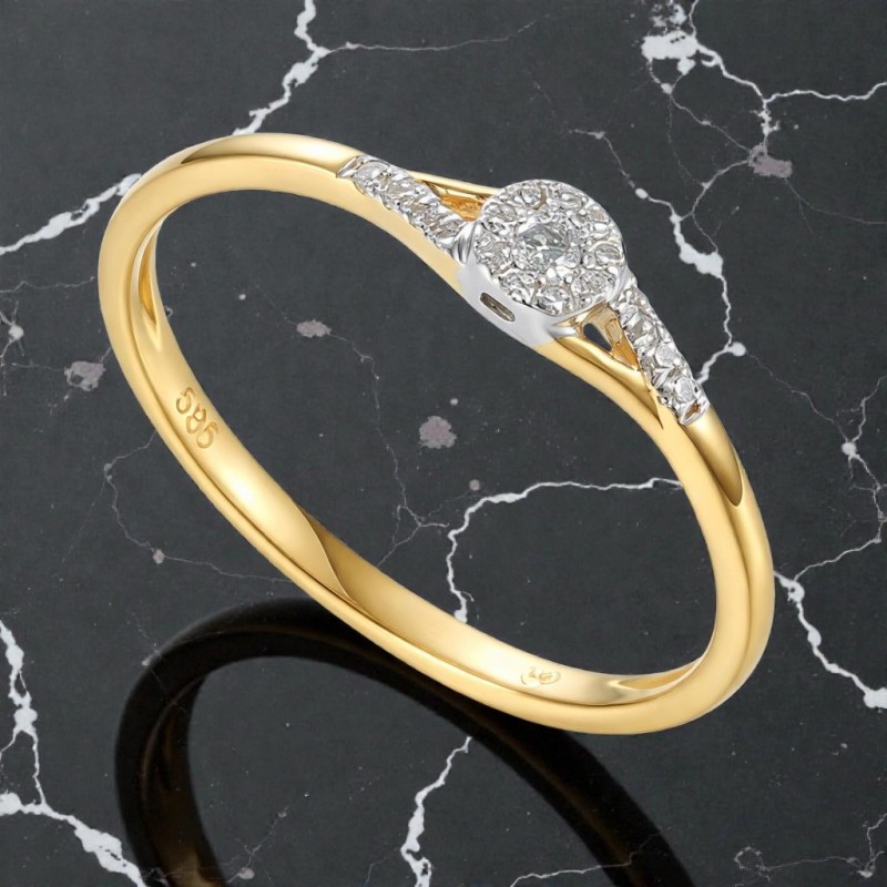 Pierścionek Au585 z diamentami R46668