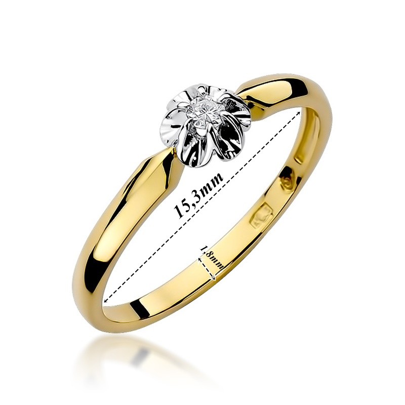 Pierścionek Au585 z diamentem W-187 0.04ctr.9