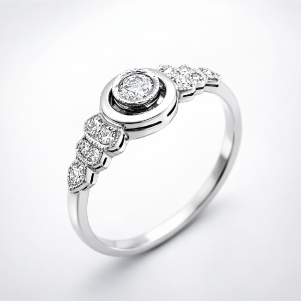 Pierścionek Au 585 z diamentami NR7 0.16ct r.9