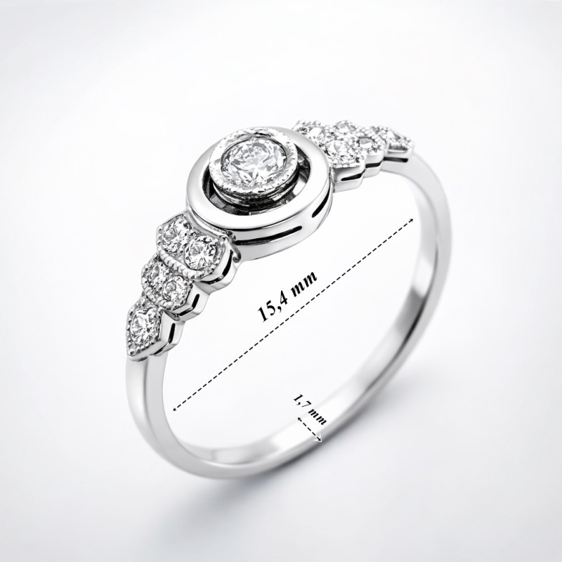 Pierścionek Au 585 z diamentami NR7 0.16ct r.9