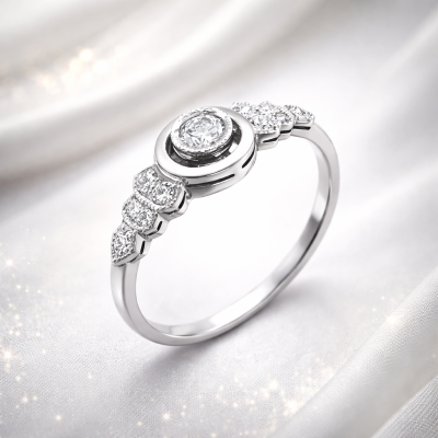 Pierścionek Au 585 z diamentami NR7 0.16ct r.9