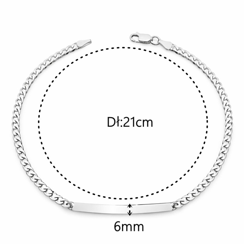 Srebrna bransoletka męska Pancerka z blaszką BL140