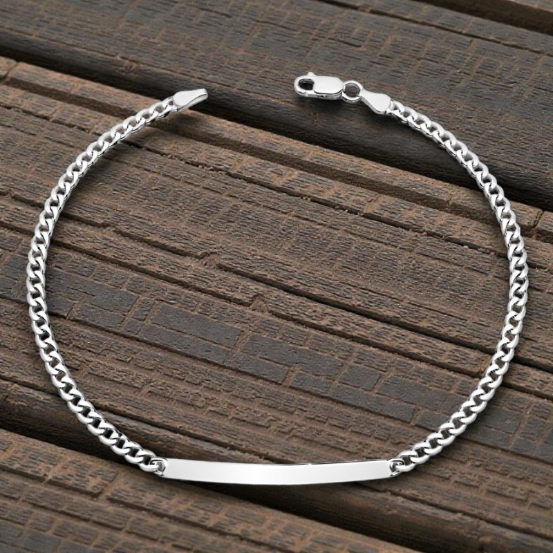 Srebrna bransoletka męska Pancerka z blaszką BL140