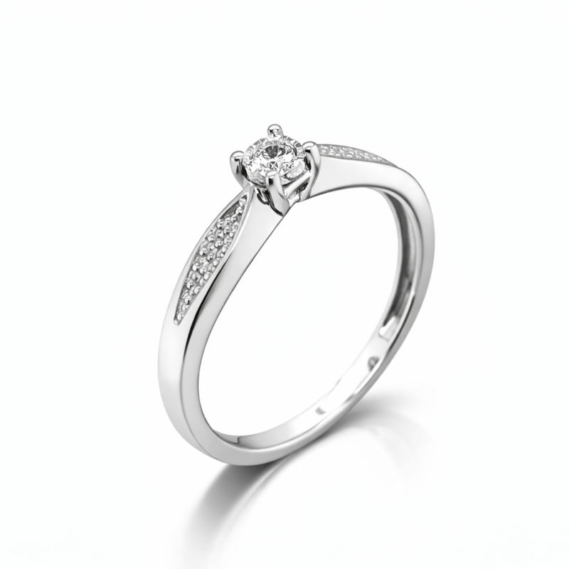 Pierścionek Au585 z diamentem R5450 r.10