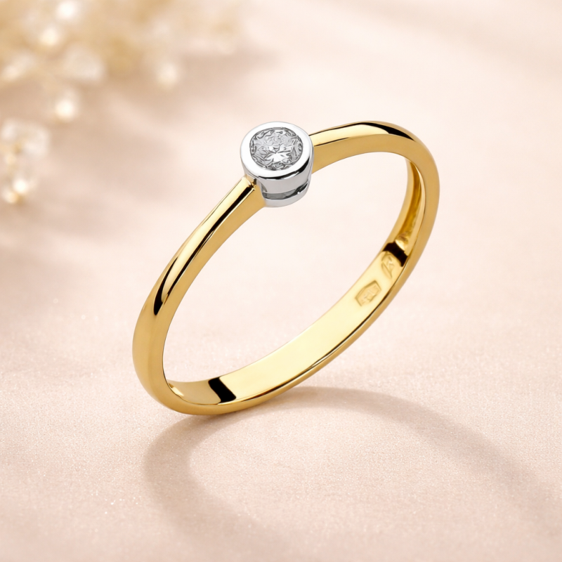 Pierścionek Au 585 z diamentem W-224 r.10