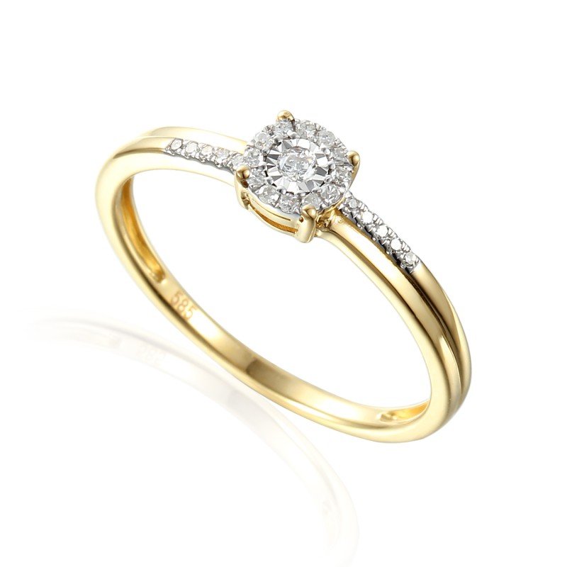 Pierścionek Au585 z diamentem R46876 r.10