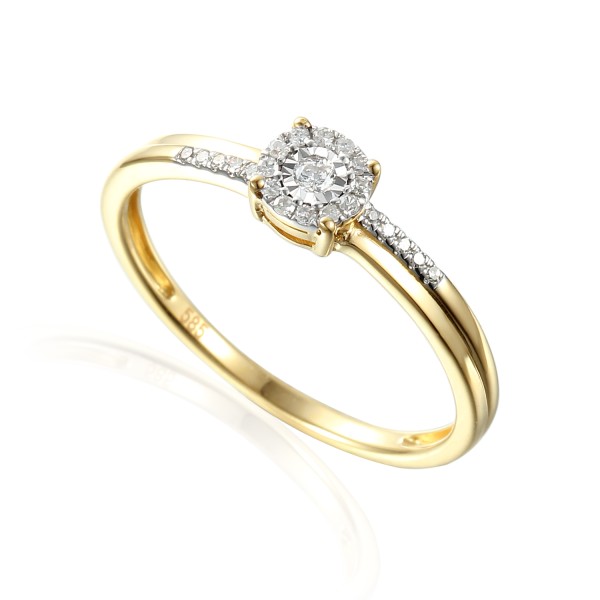 Pierścionek Au585 z diamentem R46876 r.10