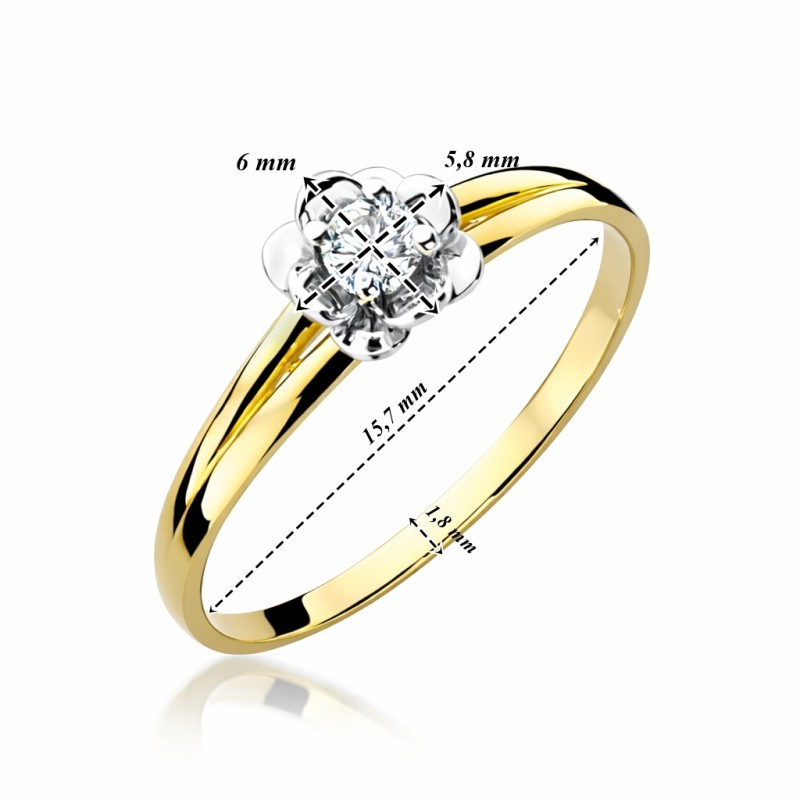 Pierścionek Au585 z diamentem W-57 0.10ct r.10