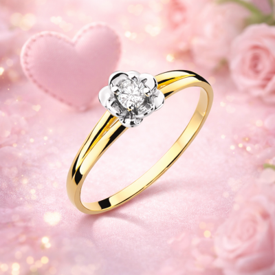 Pierścionek Au585 z diamentem W-57 0.10ct r.10