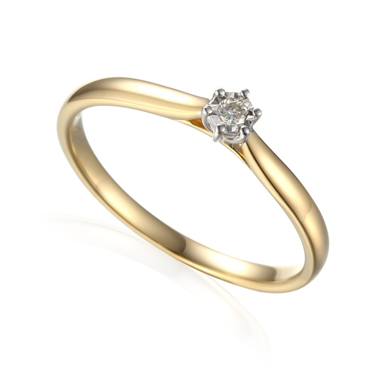 Pierścionek Au585 z diamentem R61118 YW r.10