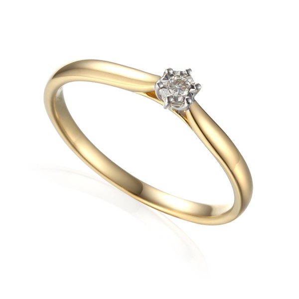 Pierścionek Au585 z diamentem R61118 YW r.10