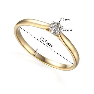 Pierścionek Au585 z diamentem R61118 YW r.10