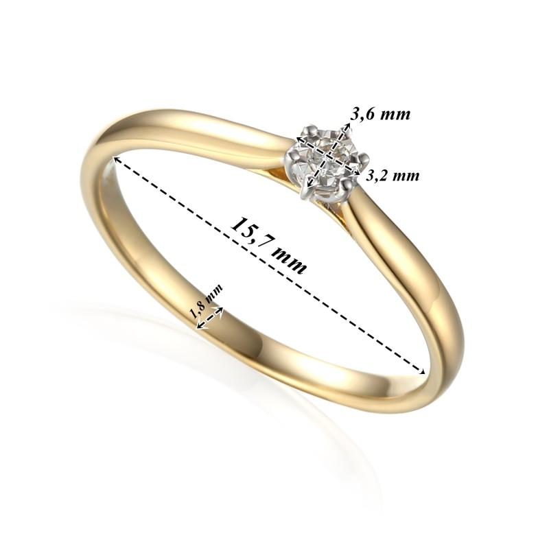 Pierścionek Au585 z diamentem R61118 YW r.10
