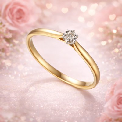 Pierścionek Au585 z diamentem R61118 YW r.10