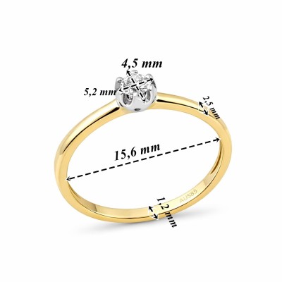 Pierścionek Au585 z diamentem KR-51602 r.10