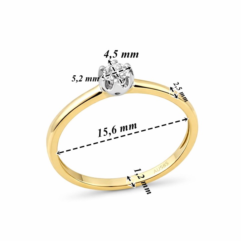 Pierścionek Au585 z diamentem KR-51602 r.10
