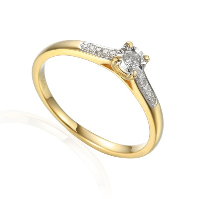 Pierścionek Au585 z diamentami R78035