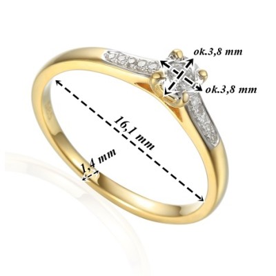 Pierścionek Au585 z diamentami R78035
