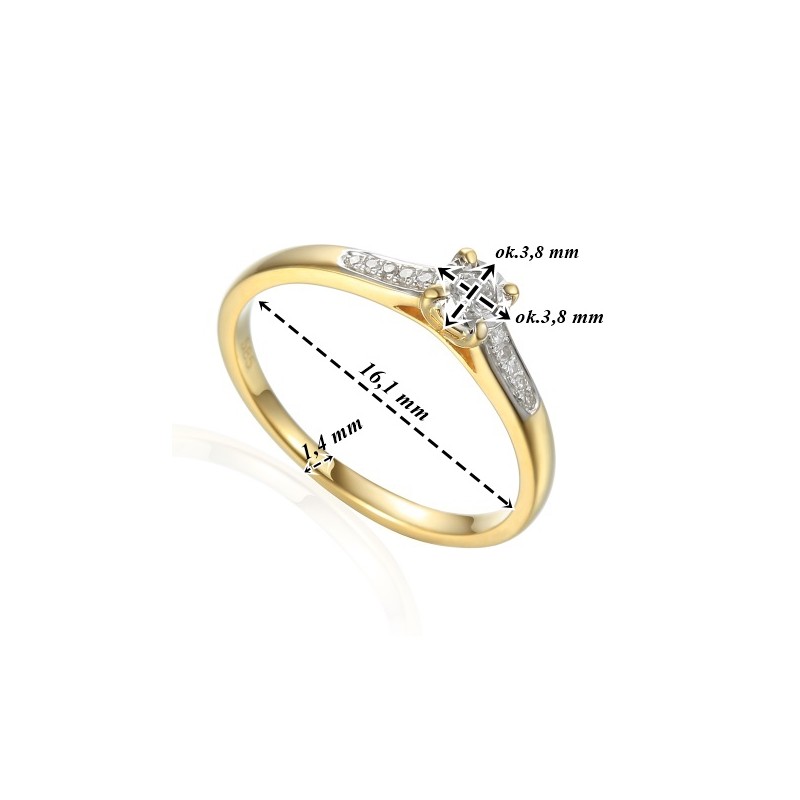 Pierścionek Au585 z diamentami R78035