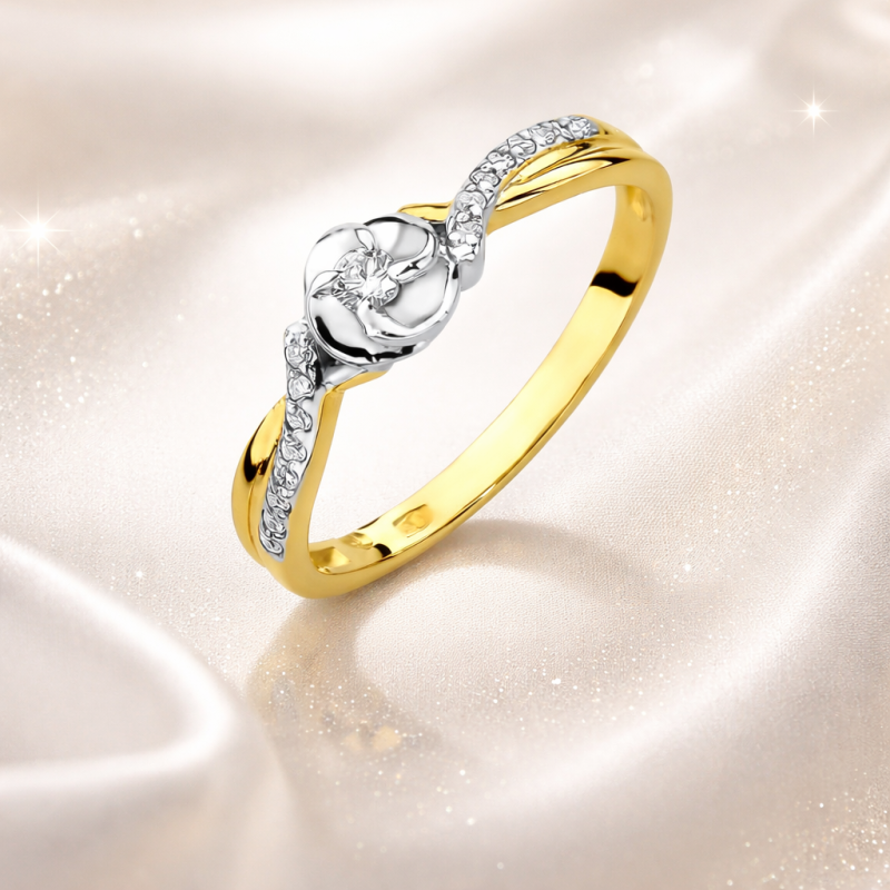 Pierścionek Au585 z diamentami W-420/0.12CT