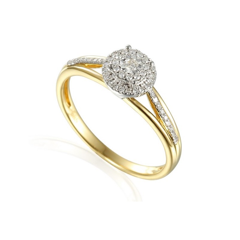 Pierścionek Au585 z diamentami R55167