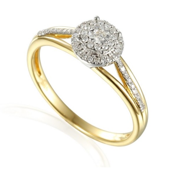 Pierścionek Au585 z diamentami R55167