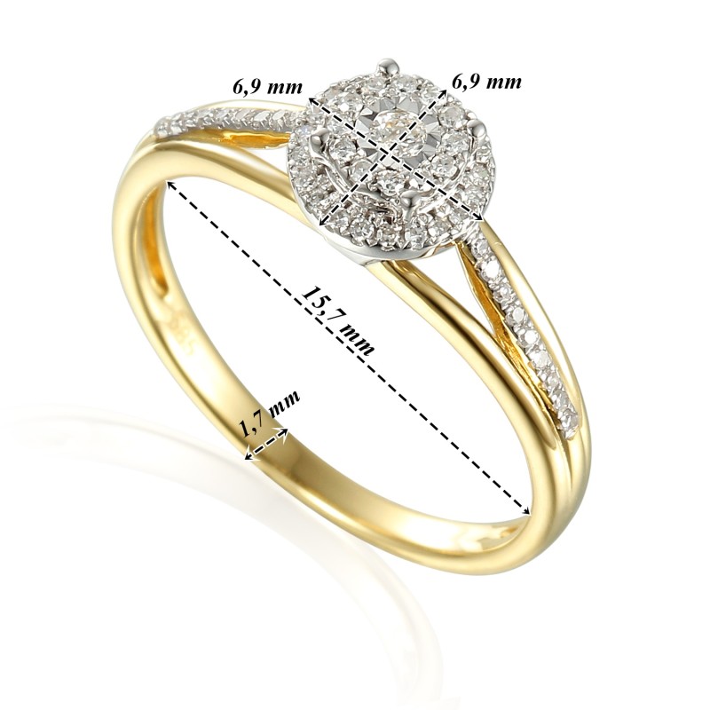 Pierścionek Au585 z diamentami R55167