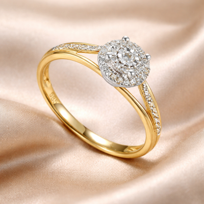 Pierścionek Au585 z diamentami R55167
